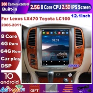 Android 11 8G 128G 12.1" Vertical Tesla Car Radio GPS Navigation Player Toyota Land Cruiser LC100 Le