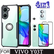 Vivo Y03T เคสโทรศัพท์กันกระแทกสําหรับ Vivo Y03 Y02 Y02T เลนส์กล้องกระจกป้องกันหน้าจอ + ที่วางโทรศัพท