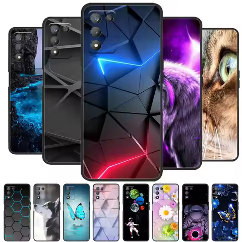 For Realme Q3s 5G Case Shockproof Silicone Soft Phone Back Cover For realme Q3s / Q3t Case Black TPU