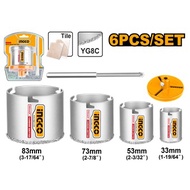 INGCO 6PCS CARBIDE GRIT HOLE SAW SET 33, 53, 73 & 83MM HSB4061