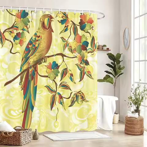 Vibrant Themed Polyester Bathtub Curtain - Decorative Printed Shower Curtain for Bathroom Decor, Div