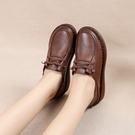 women sandal sandal perempuan kasut perempuan Autumn Ethnic Style Slip-On Shoes for Women - Soft Cow