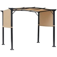 8' X 10' Retractable Pergola Canopy Steel Frame Polyester Fabric Gazebo With Retractable Canopy Shad