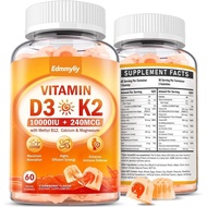 Vitamin D3 Supplement 10000IU for Adult - Vitamin D3 5000IU / 10000IU Gummies with K2, Methyl B12, C