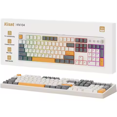 Full-Size 104-Key Mechanical Gaming Keyboard with Custom RGB, Number Pad, Creamy Tactile Feel, Hot S