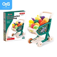 On The Go Mall Kids Pretend Play Shopping Trolley Supermarket Cart With Fruits Vegetables Toys