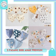 Durable Cmall - Premium 5Pcs Premium Triangle Bibs Contains 5 Cotton Bamboo Bibs Slabber Baby Saliva