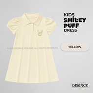 DESINCE Kids Girl Dress Short Sleeve (1Y-9Y) Relaxed Fit Polyester Thin Textured Fabric Pastel Color