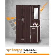EUREKA 4ft 2 Door Plywood Wardrobe w/ Drawer / Almari Baju Kayu (Delivery &amp; Installation Klang Valley ONLY) 7916