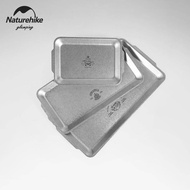 Naturehike Camp Dinner Plates Retro Style Stainless Steel Serving Platters Rectangle Metal Dinner Plates Organizer Trays for BBQ Dining Party Buffet