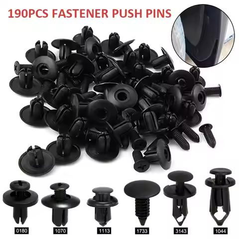 190-Pack Car Plastic Rivets – 6 Size ABS Fastening Clips for Trim Panels, Bumpers, Wheel Wells & Mor