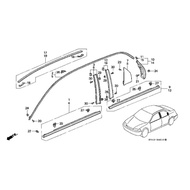 Honda accord SV4 jerong 1994y~1998y  Front  left kiri Depan  door glass outer (black hitam) Moulding with clip set