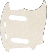 Musiclily Pro 12-Hole Guitar Pickguard for Fender American Mustang, 4Ply Aged White Pearl