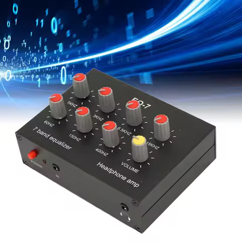 7 Band Sound Equalizer RCA Output Input 12dB High Bass Adjustment Dual Channel Digital Equalizer Aud