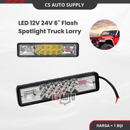 CS 1pc x LED 12V 24V 6 inch Flash Spoltlight Lampu Kelip Kelip SPotlight truck Lorry Treler Trailer 