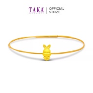 FC1 TAKA Jewellery 999 Pure Gold Rabbit Pendant with Cord Bracelet Fu