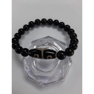 天珠-四眼天珠和黑曜石 Dzi Bead 4 Eyes and Black Obsidian
