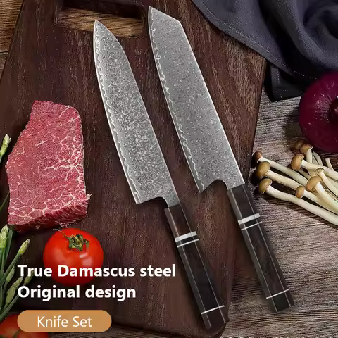 2 Set Kitchen Chef Knife Set 8 Inch VG10 Kiritsuke Knife Japanese 67 Layers Damascus Estaurant Super
