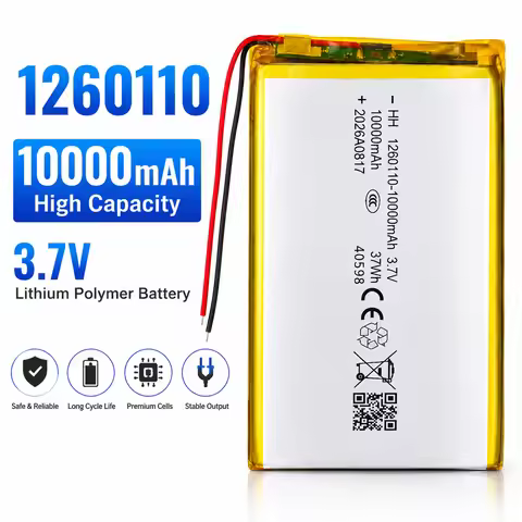 Battery 1260110 10000mAh 1260110 3.7V 10000mAh Polymer Lithium Battery High Power Suitable for Power