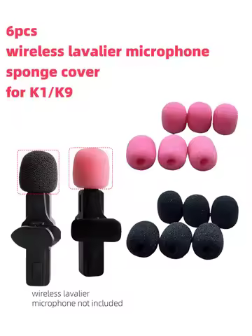 6pcs Wireless Lavalier Microphone Sponge Cover for K1,K9 Wireless Lapel Mic Foam, Mini Mic Windscree