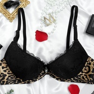 Woman  Lace Push Up Black Bra with Underwire Lingerie