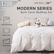 SORA Hotel Quilt Cover Bedsheet Set Cadar Fitted Sarung Comforter Sarung Bantal Single Queen A#1