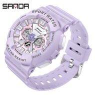 Sanda Ladies Watch Trendy Fashion Outdoor Sports Multifunctional Waterproof Electronic Watch 6068-10