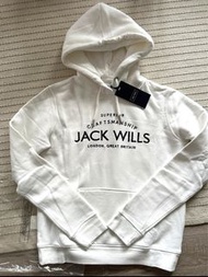 全新 英國 l Jack Wills JW Cream White 白色 黑色 黑色字 Black & White 刺繡 Logo Pullover Hooded Hoodie Jacket 女裝 連