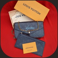 Louis Vuitton Impreinte Monogram Felicie Pochette Marine Rouge Chain Sling Bag