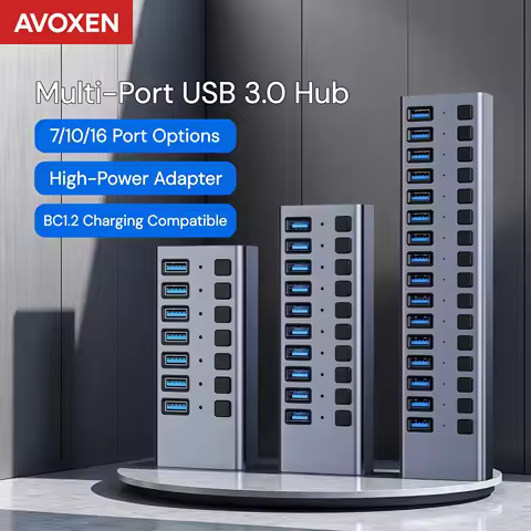 USB Hub 3.0 High Speed Multiport 16 10 7 Ports On Off Switch with Power Supply USB Splitter Adapter 