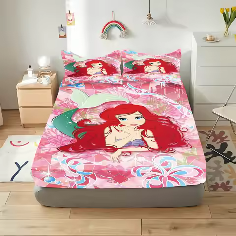 Mermaid Princess Ariel Fitted Sheet 3D Children'S Bedding Set With Pillowcase Suitable For Children 