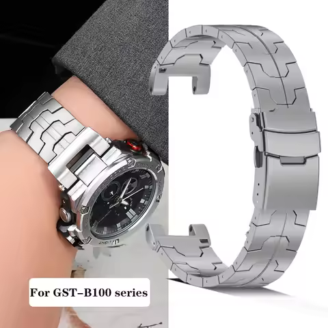 For G-SHOCK Casio Steel Heart GST B100 GST-B100/W300/S140/400G Modified Stainless Steel Watch Strap 