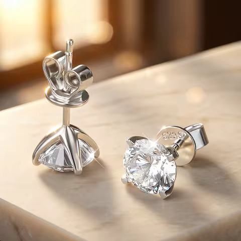 KNOBSPIN Moissanite Earring 0.2-2ct D VVS1 GRA Certified Lab Diamond 4 Claw s925 Sterling Silver Stu