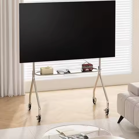 TV Stands TV Floor Bracket Movable Stainless Steel Mirror Vertical Racks Wheelbarrow Living Room Bed