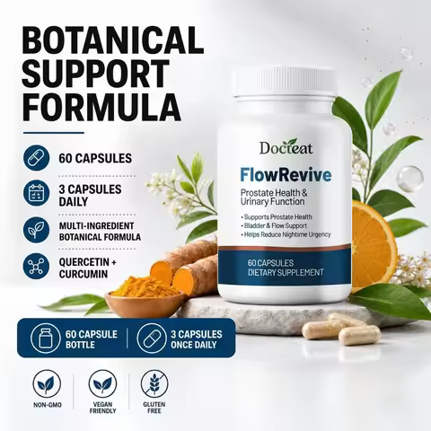 Docteat FlowRevive Prostate Health Capsules with Saw Palmetto, Pumpkin Seed, Pygeum Bark, Quercetin 