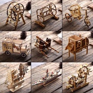 竹木工藝品擺件兒童玩具創意轉運輪桌面風車水車仿真模型家具擺設