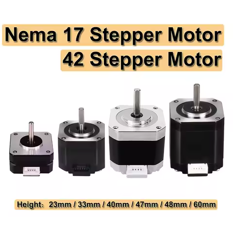 Nema 17 Stepper Motor 0.42N.m 2 Phase Height 23/33/40/47/48/60mm 42 Stepper Motor For 3D Printer CNC
