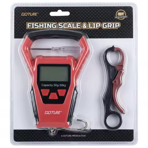 Goture Precision Digital Fishing Scale 50kg with Lip Gripper,Portable Outdoor Electronic Scale with 
