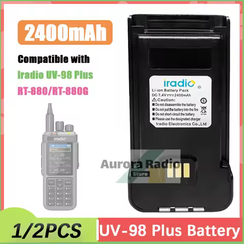 Iradio UV-98 Plus Radio Li-ion Battery Pack Rechargable 2400mAh RT-880 RT 880G Battery Replacement D