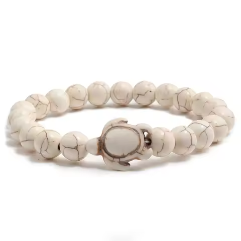 Fashion Summer Sea Turtle Beads Bracelets Charm Colorful Natural Stone Elastin Strand Bracelets for 