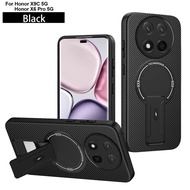 Wirelesss Charging Carbon Fibre TPU Gel Case For Honor X9C 5G,Magnetic Stand TPU Back Case For Honor