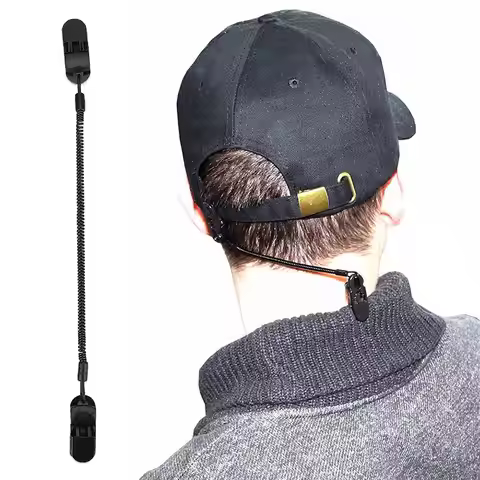 Black Retainer Hat Clip for Fishing Apparel Keeper Holder and Coiled Cord Retainers Hat Clip Fishing