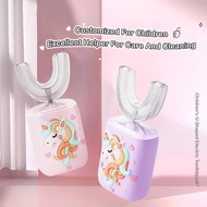 Children's U-Shaped Electric Toothbrush - Cartoon Unicorn Soft Bristles, 5 Modes, IPX7 Waterproof, 4
