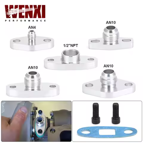 AN4/10 1/2"NPT Turbo Oil Feed Inlet / Drain Outlet Flange Adapter Kit w/Gasket For T3 T4 T25 T28 T30