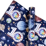 RUSPEPA Scented Birthday Wrapping Paper - Mini Roll - Universe and Planet Pattern with Fragrance for