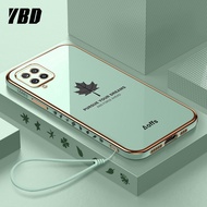 YBD Straight Edge Plating Phone case For Samsung Galaxy A14 A12 M12 A23 5G A15 A35 A55 5G casing, Precise Camera Protection case a12 m12 Maple leaf pattern cover with Free lanyard