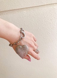 big heart locket bracelet 愛心 手鍊 不鏽鋼 銀飾 大尺寸