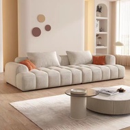 [🔥Free Delivery🚚🔥]Cream Style Light Luxury Creative Sofa Living Room Simple Style Tofu Block Couch Dual-Use Sofa Set 1/2/3 Seater Fabric Tech Leather Sofas  solid wood sofa