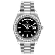 Rolex Rolex Day-Date II (Reference 218349). A white gold diamond-set automatic wristwatch with day and date. 2010