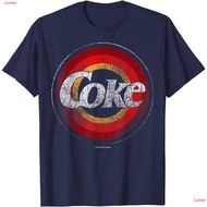 เสื้อยืดคอกลมLuner เสื้อยืดยอดนิยม Coca-Cola Vintage Retro Bullseye Coke Logo Graphic T-Shirt Mens Womens T-shirts S-5XL